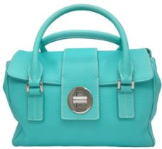 A Tiffany & Co. 'Manhattan' Satchel Handbag. The iconic 'Tiffany blue' leather exterior with
