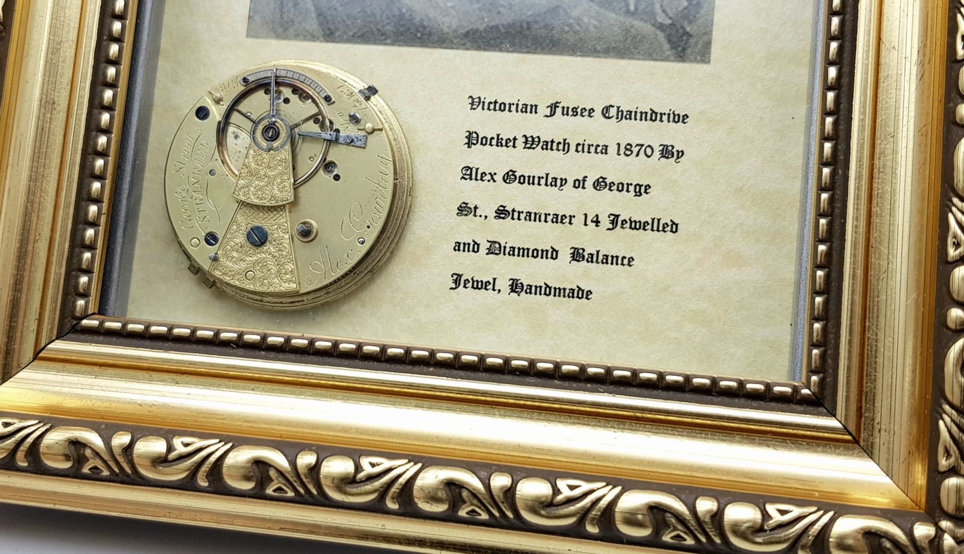 A Wonderful and Unique Hand-Made Horology Art-Piece. A Framed Victorian (1870) Fusee Chaindrive - Image 3 of 9