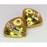 A Pair of 18K Gold Designer Quadri Earrings. Trillion shape. 5.95g total weight.