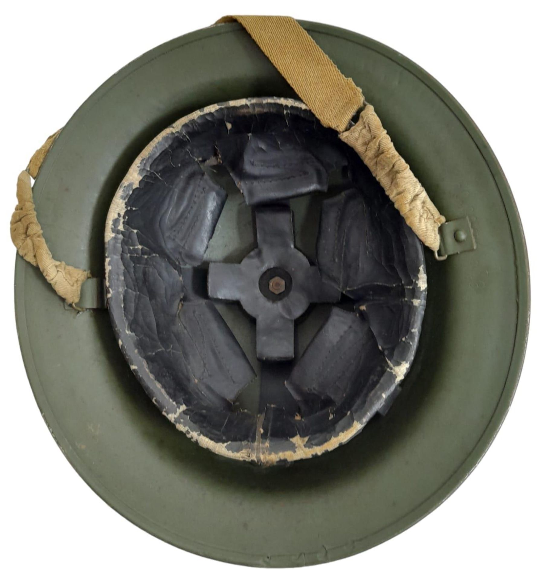 WW2 1943 Dated British Mk II Helmet, with insignia of the Gurkha Brigade. The makers stamp RO & CO - Image 5 of 5