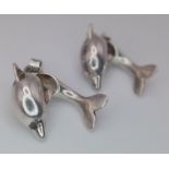 A cute pair of Italian 925 silver articulated whale earrings. Total weight 5.3G.