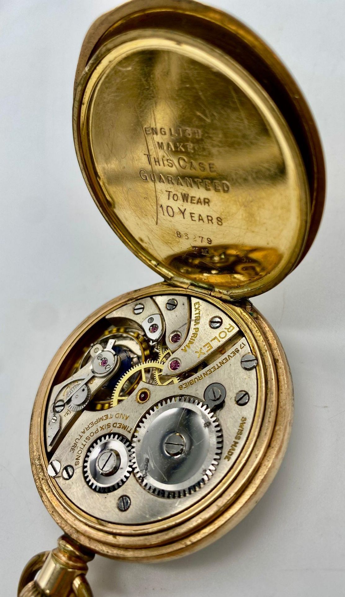 A Very Collectible Antique Rolex Gold Plated Extra Prima Pocket watch. 17 jewels. Signed extra prima - Bild 4 aus 5