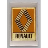 A STERLING SILVER RENAULT PLAQUE FRENCH CAR MANUFACTURER 23.8G , 43mm x 27mm. ref: 8132