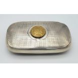 A WW2 German .800 Silver Tobacco/Snuff Case with Gold Plated “Germany Awake” Lapel Pin Soldiered