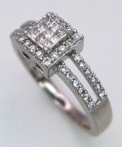 A 18K WHITE GOLD DIAMOND RING 0.33CT 3.9G SIZE L ref:8002