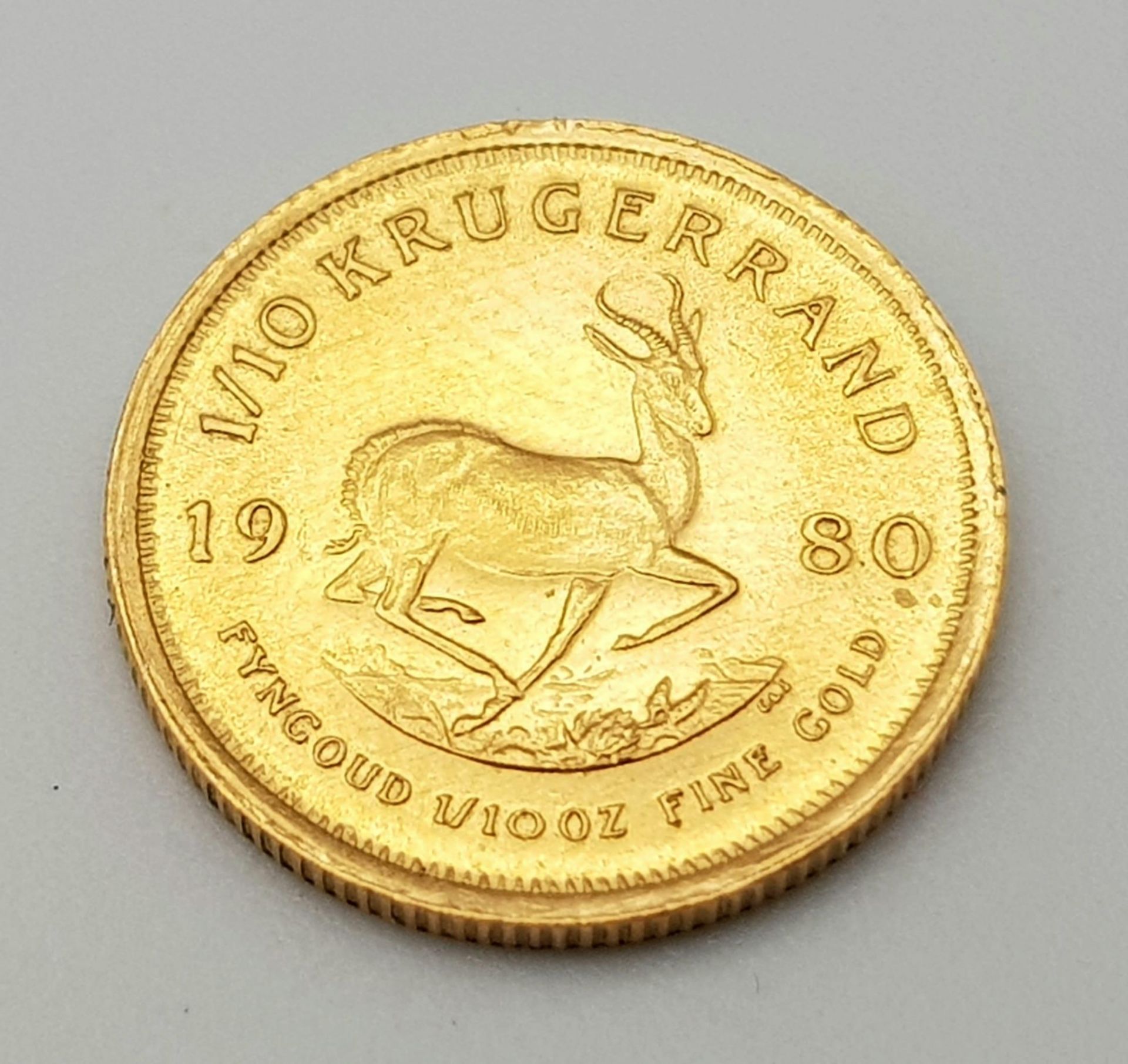 A 1/10 Ounce 22k Gold Krugerrand Coin. - Bild 2 aus 4