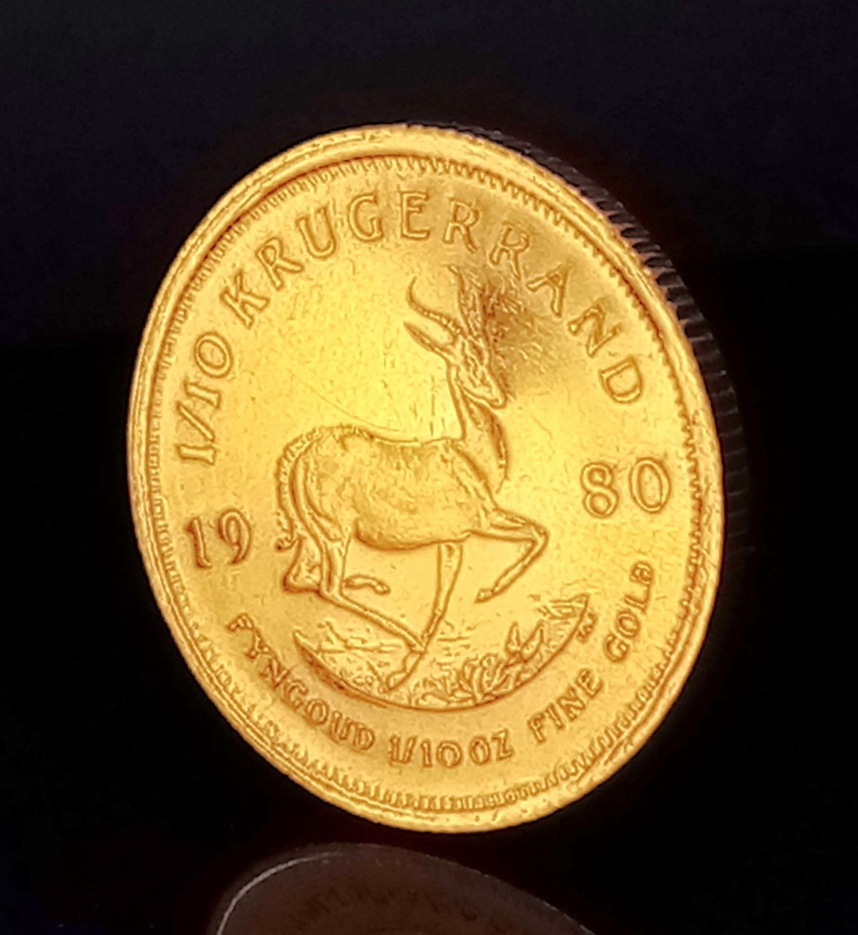 A 22K Gold 1/10 Ounce Krugerand Coin. 3.4g weight, - Bild 2 aus 3