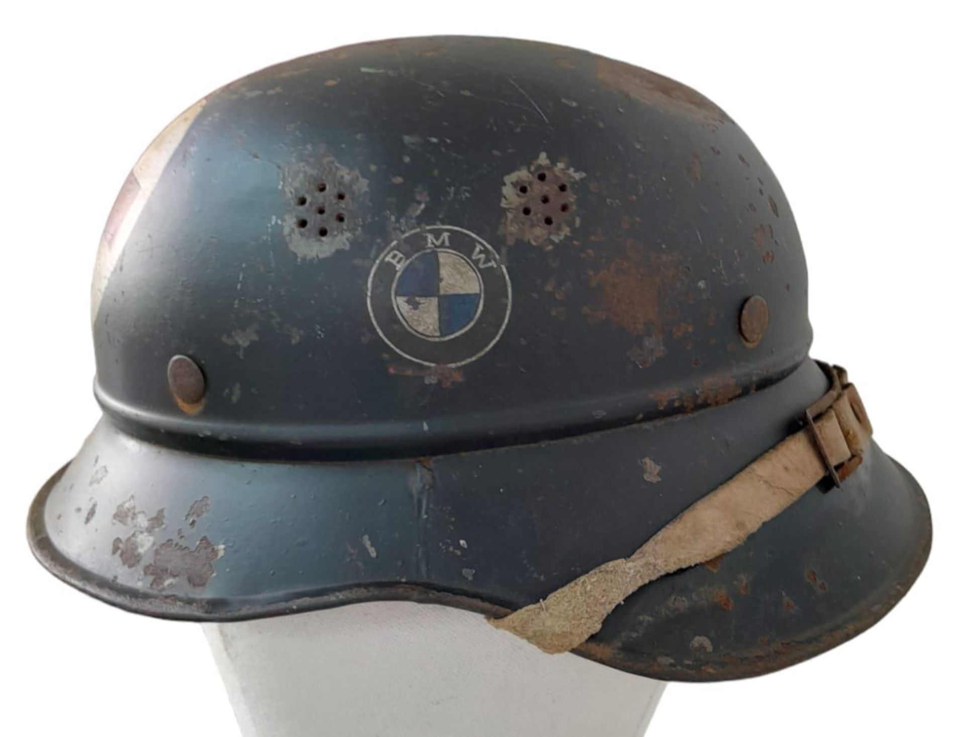 WW2 German Air Raid Warden and Medics Helmet from Bremen Motor Werks (BMW) Factory. - Bild 3 aus 6