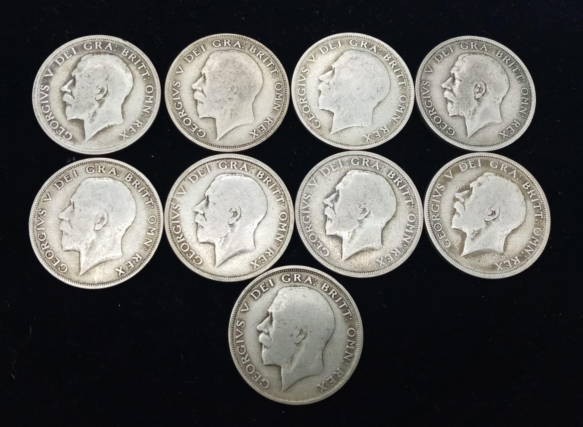 Nine Pre 1947 British Half Crown Silver Coins. Please see photos for finer details. 123.5g total - Bild 2 aus 2
