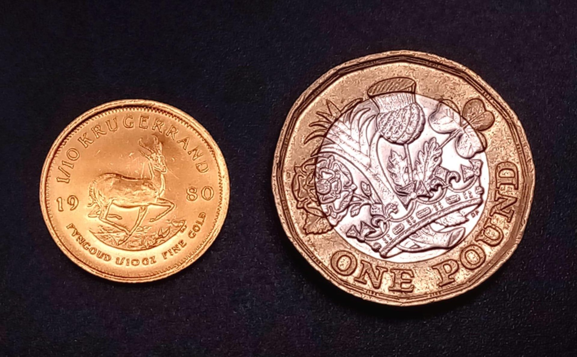 A 22K Gold 1/10 Ounce Krugerand Coin. 3.4g weight, - Bild 3 aus 3