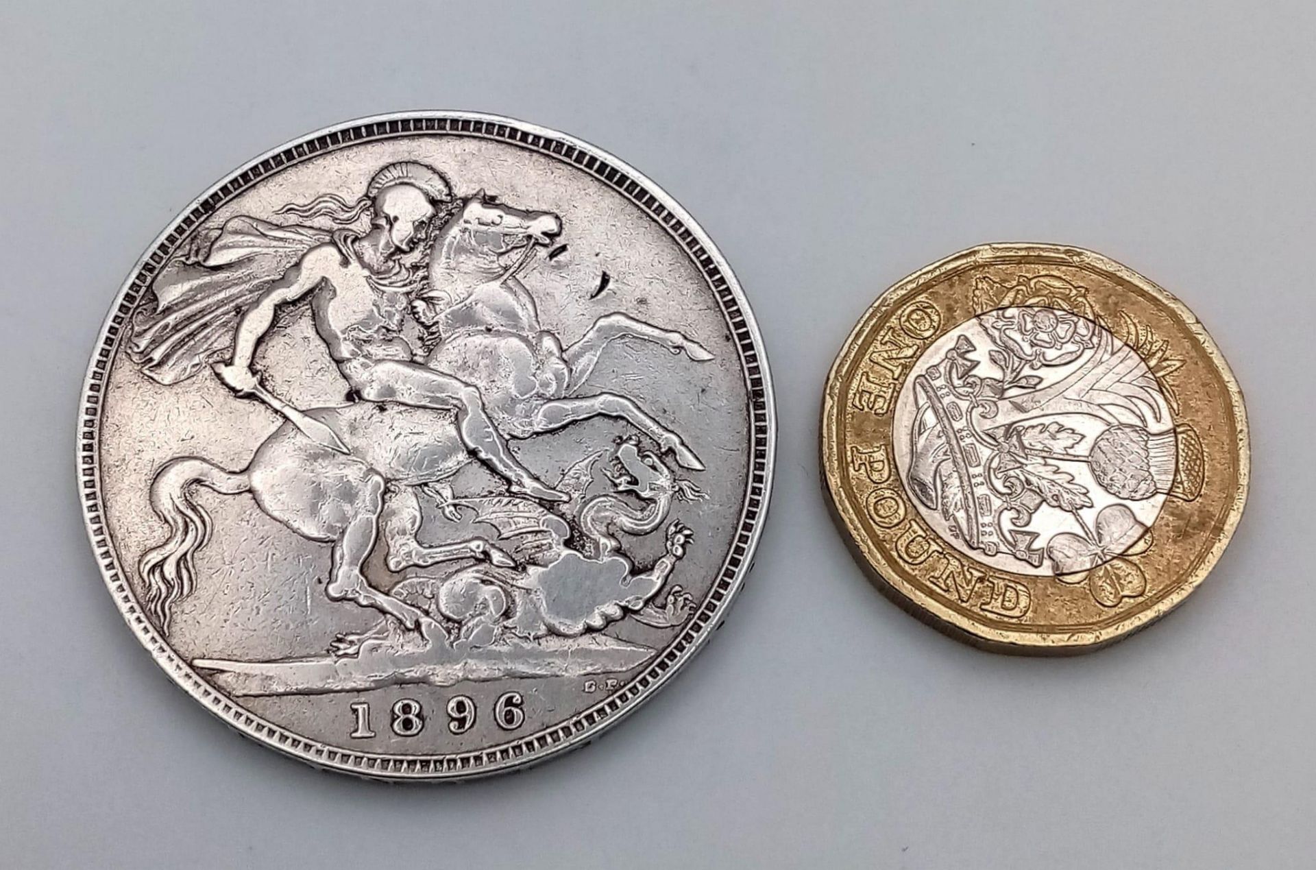 An 1896 Queen Victoria Silver Crown. VF grade but please see photos. - Image 2 of 3