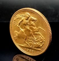 A 1982 Queen Elizabeth II 22K Gold Full Sovereign. 8g