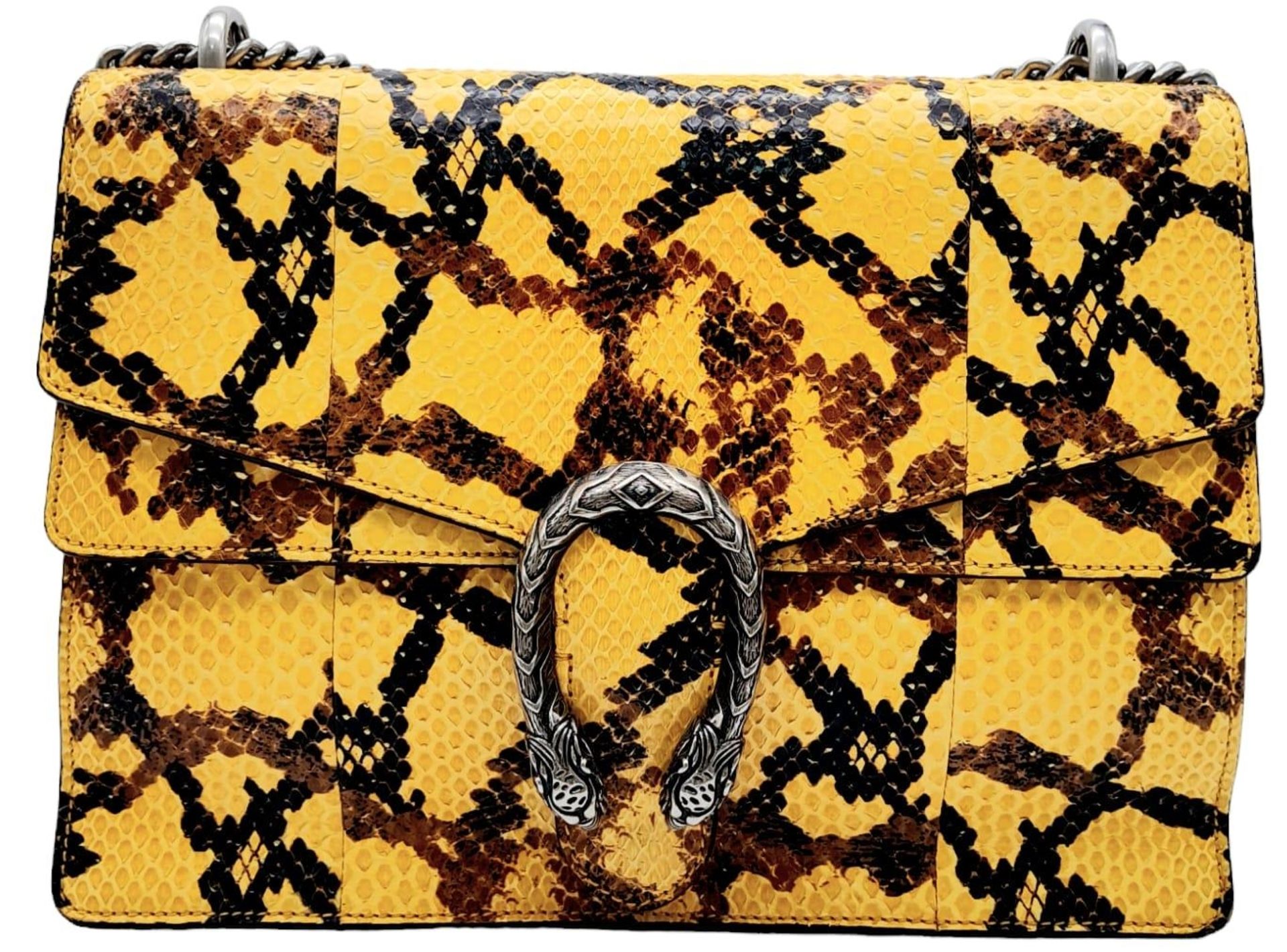A Gucci Dionysus Python Pochette. With Silver Metal Hardware and Convertible Silver Metal Chain - Bild 3 aus 11