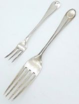 2X antique sterling silver forks. A big one come with full Sheffield hallmarks, 1927. The other