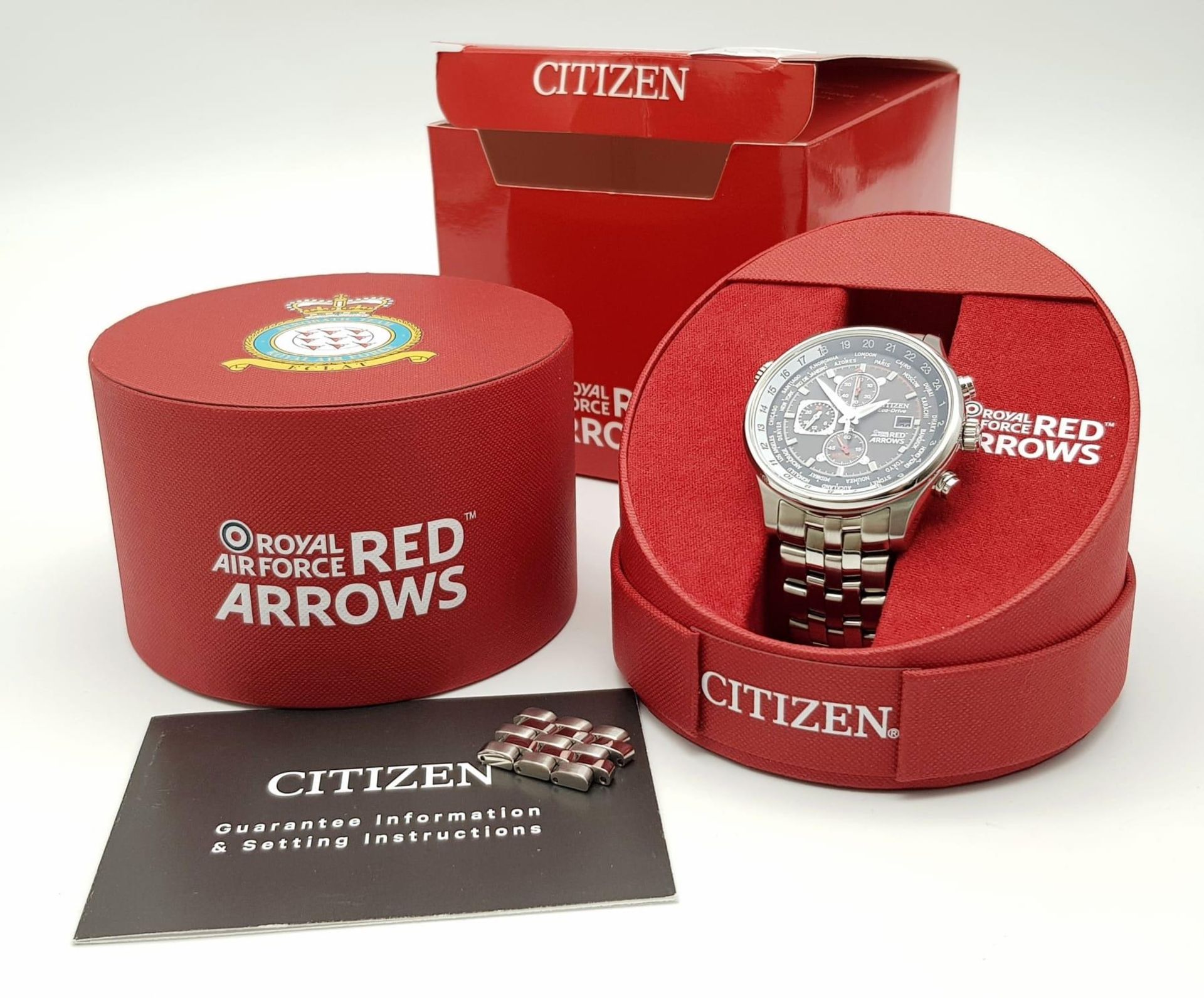 An Excellent Condition Citizen ‘Royal Air Force Red Arrows’ Eco Drive Chronograph Date Watch. 42mm - Bild 6 aus 6