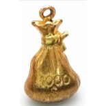 A 9K Yellow Gold - Sack of Gold Pendant/Charm. 2cm. 1.62g weight.