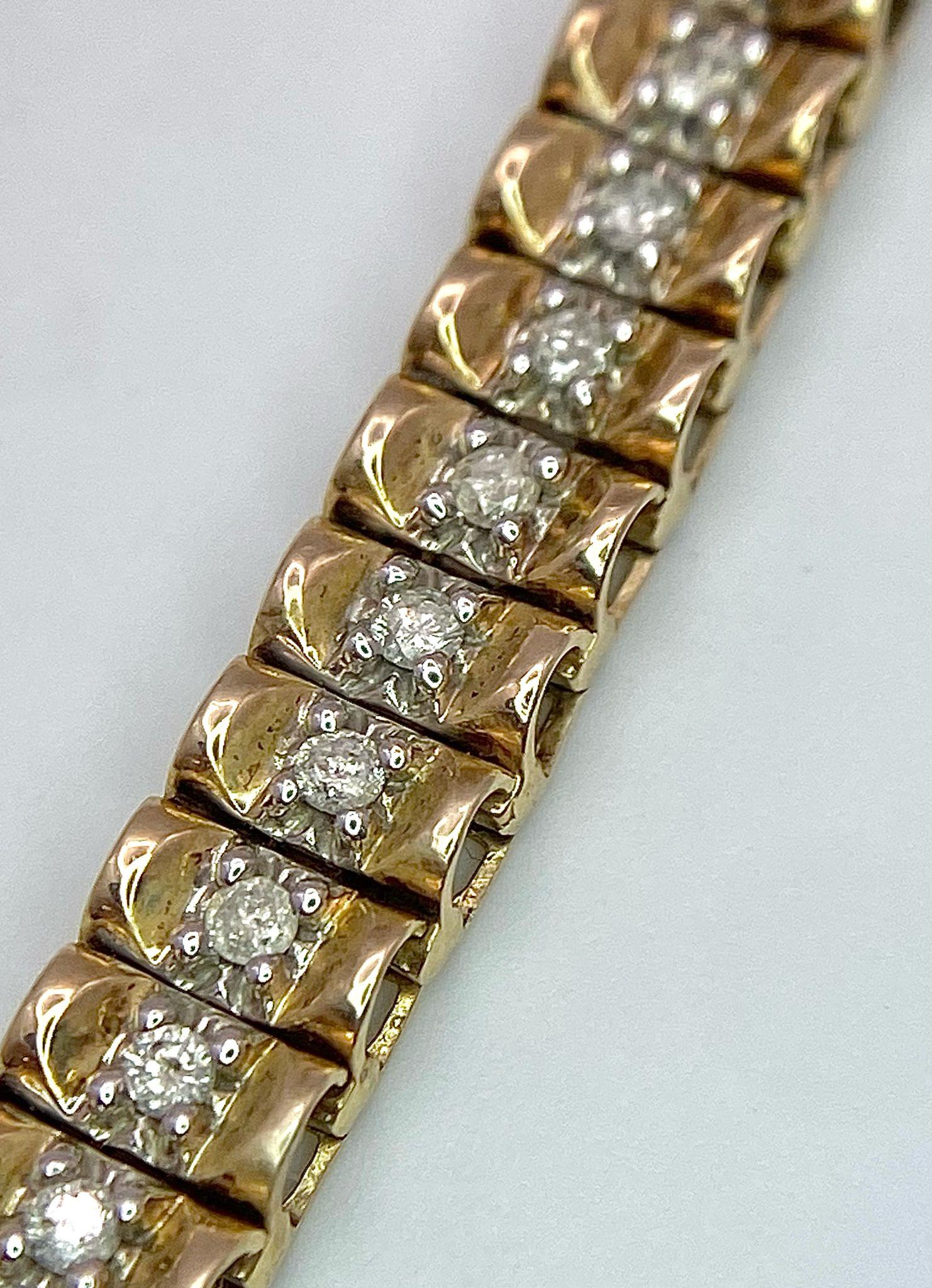 A 9K YELLOW GOLD DIAMOND SET LINK BRACELET 11.7G 1CT , 18.7cm length SC 4028 - Image 3 of 7