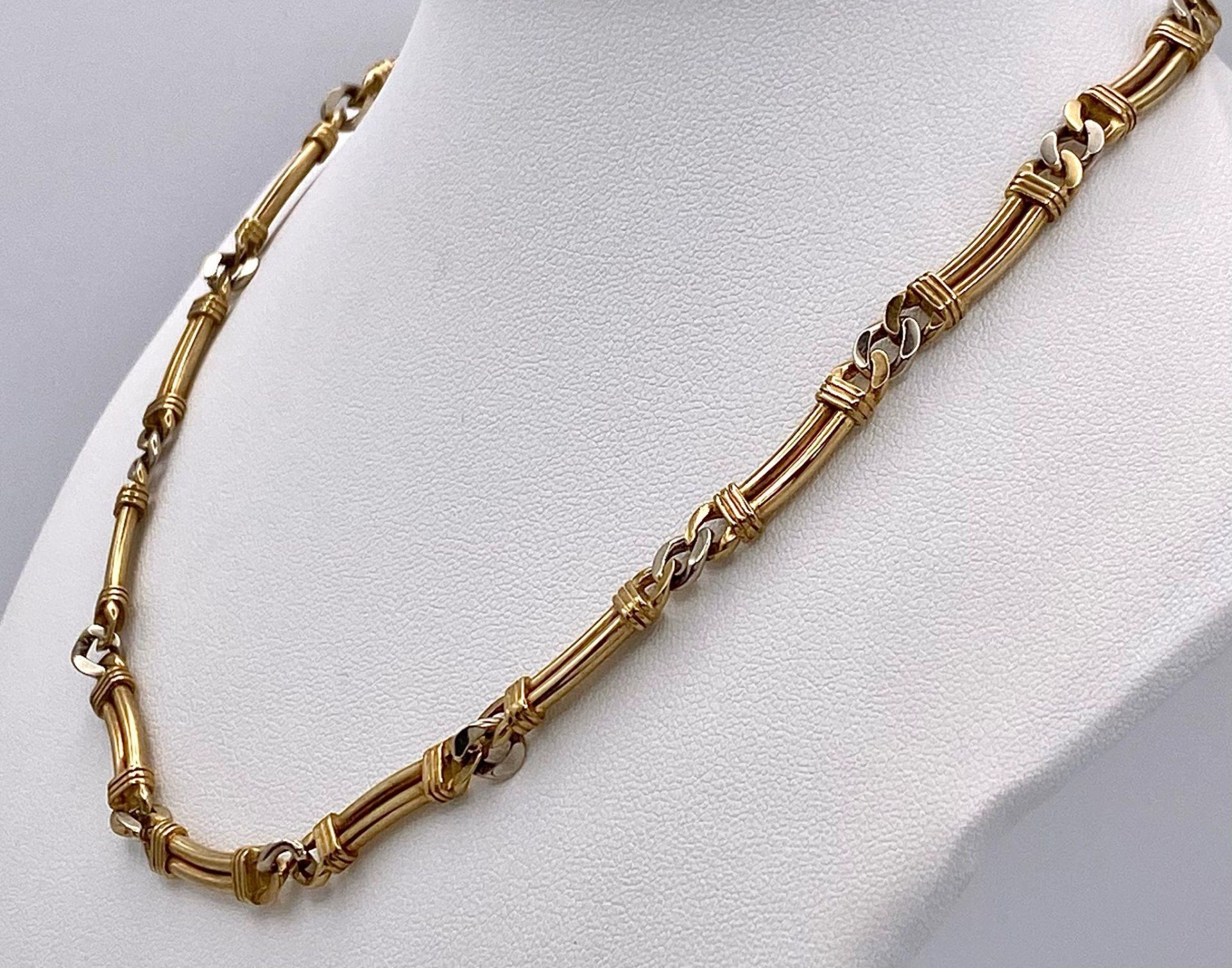 A Vintage 9K Yellow Gold Double Bar Necklace with Curb Spacers. 40cm. 21.2g weight. - Bild 3 aus 5