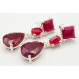 A Pair of Ruby Drop Earrings on 925 Silver. 3.7cm length, 8.94g total weight. Ref: CD- 1204