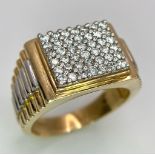 A 9K WHITE AND YELLOW GOLD STONE SET PAVE SETTING RING 10.1G SIZE Z SC 4055