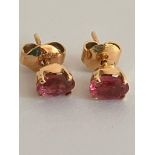 Beautiful pair of 18 carat GOLD and RUBY EARRINGS. Complete with 18 carat GOLD BACKS. 1.5 grams.