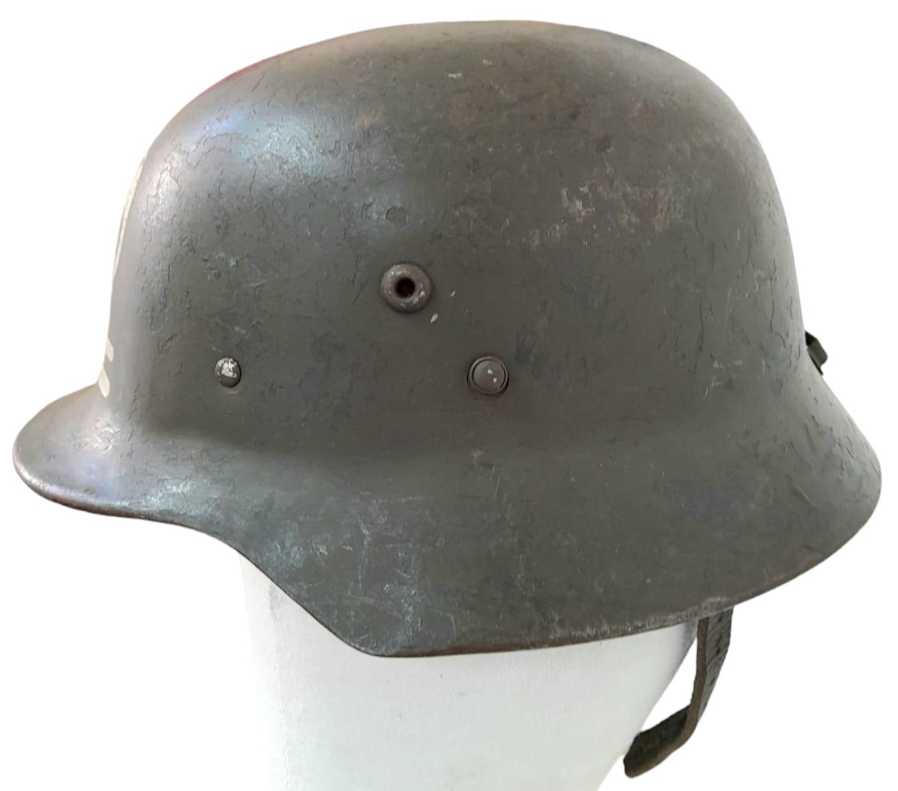 WW2 Finnish Kev Os 4 “The White Death” Helmet with write up. - Image 3 of 7