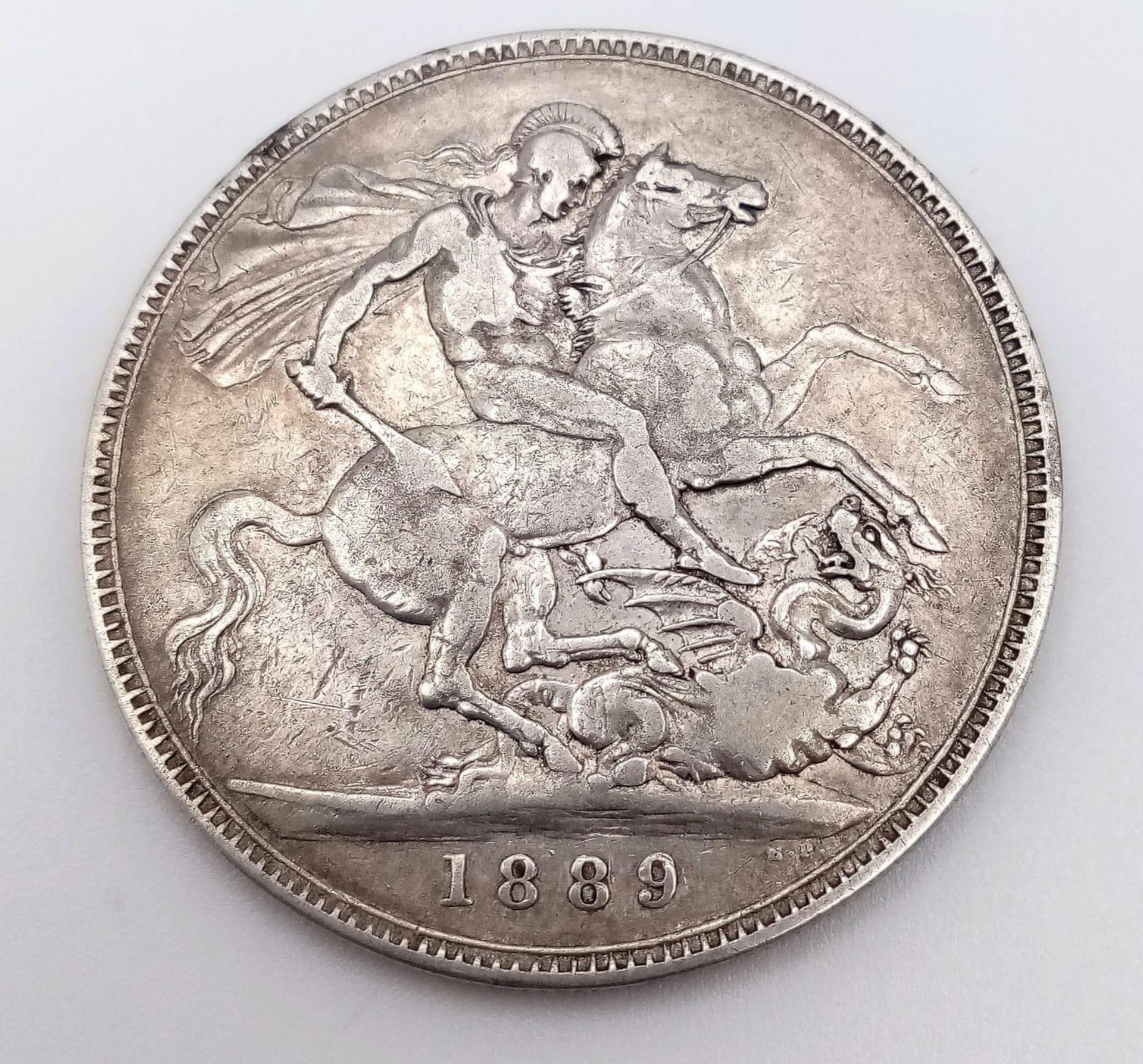 An 1889 Queen Victoria Silver Crown. VF grade but please see photos.