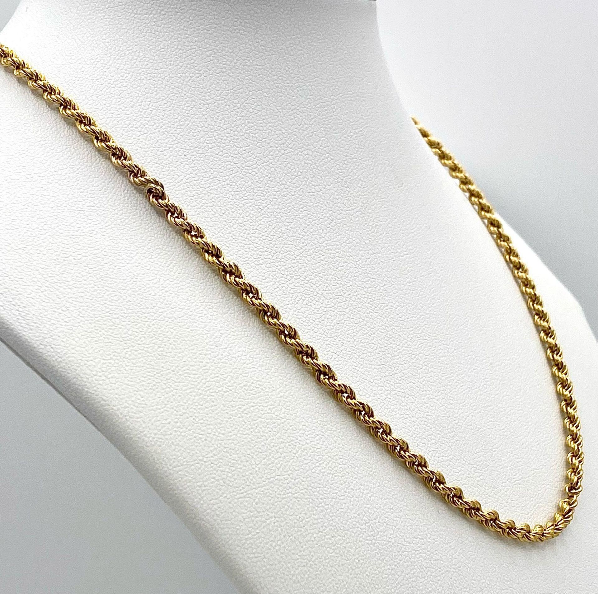 A 9K Yellow Gold Rope Necklace. 40cm length. 6.95g weight. - Bild 3 aus 7