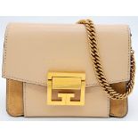 A Givenchy Mini GV3 Pink Cross Body Bag with Gold-Tone Hardware. Leather Exterior with Tonal Suede