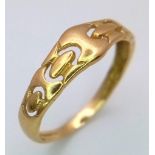 An Antique 18K Yellow Gold (tested) Ring. Size J. 1.36g weight.