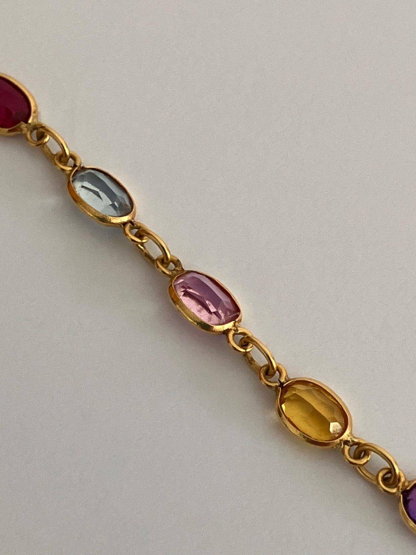 Stunning 18 carat GOLD NECKLACE multi-set with precious stones to include Orange Sapphire, Pink - Bild 3 aus 3