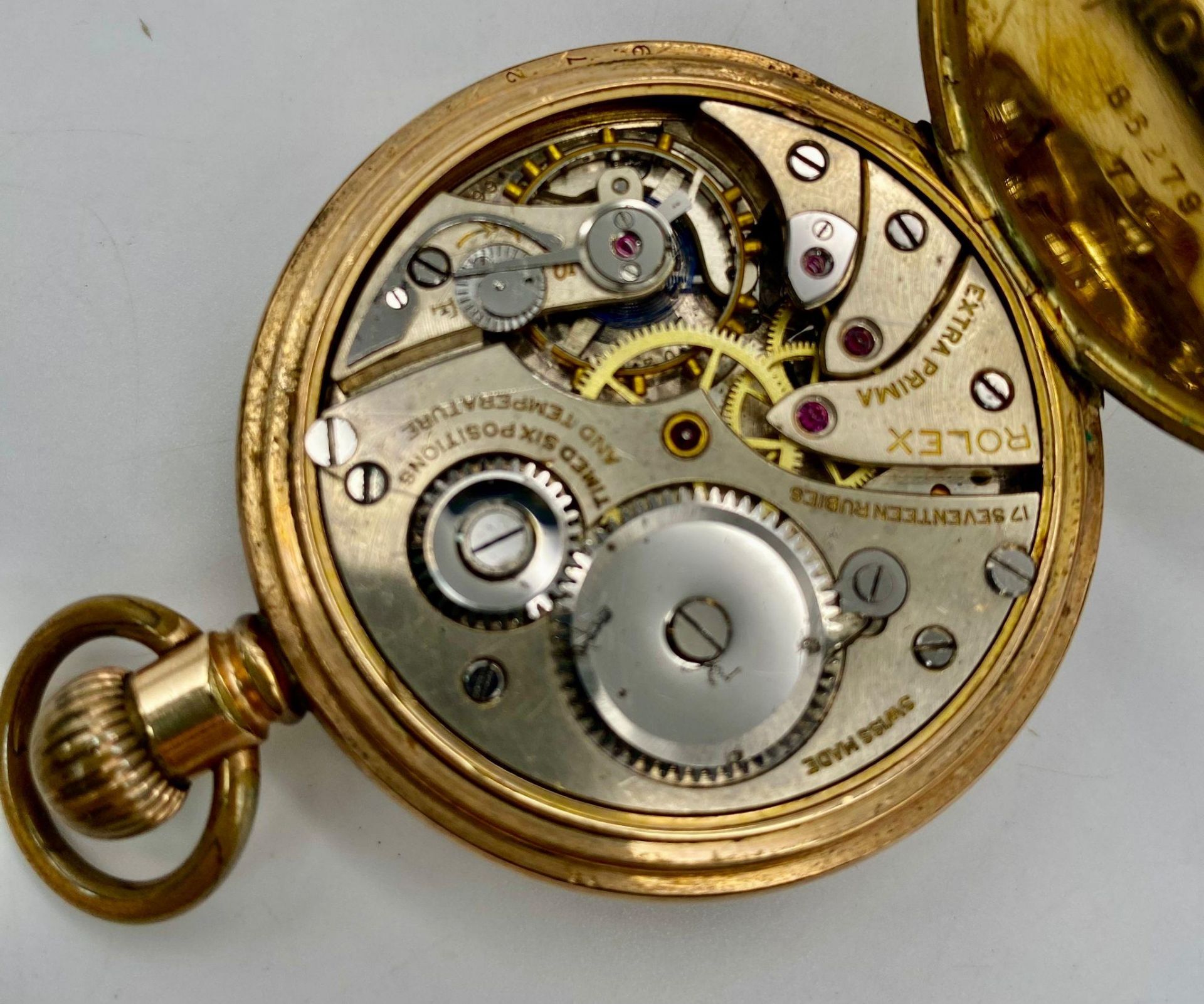 A Very Collectible Antique Rolex Gold Plated Extra Prima Pocket watch. 17 jewels. Signed extra prima - Image 5 of 5