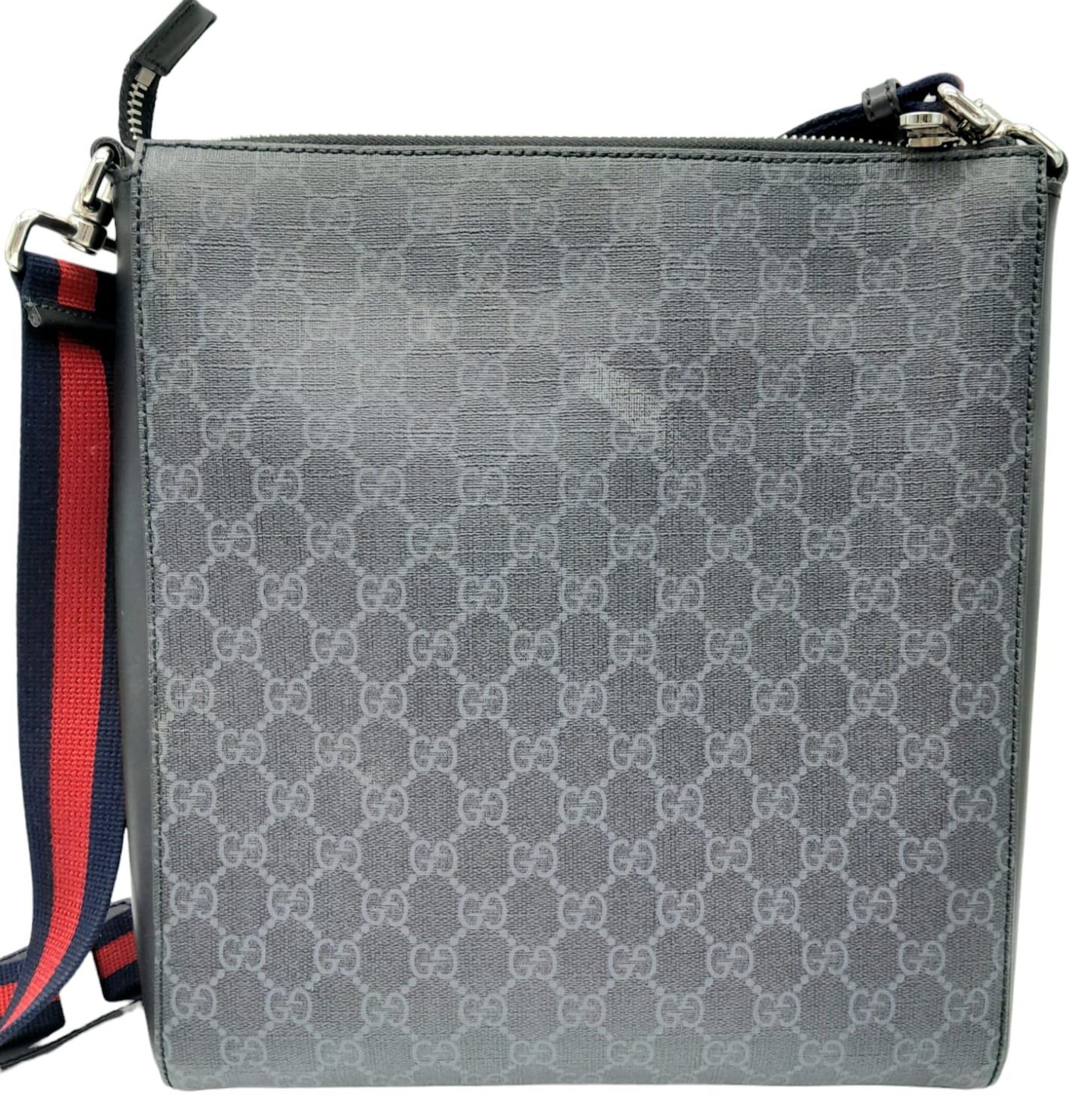 A Gucci Monogram Night Courier Messenger Bag. Leather exterior with patch details, silver-toned - Bild 4 aus 11