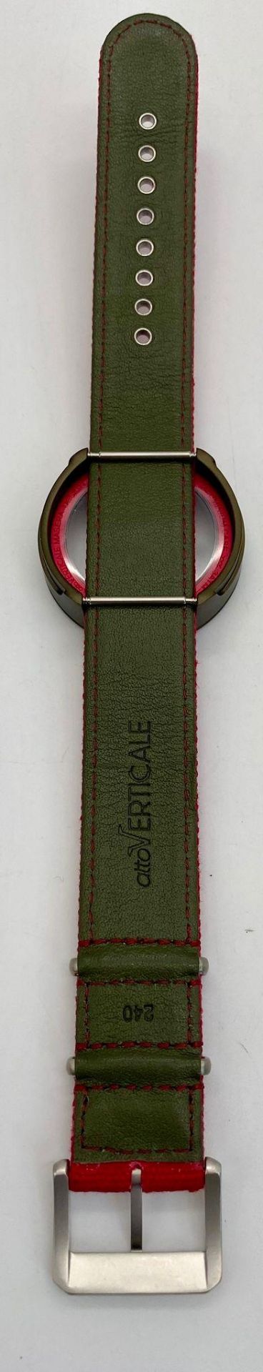 A Verticale Mechanical Top Winder Unisex Watch. Bright red textile strap. Rose gold tone ceramic - Image 3 of 3