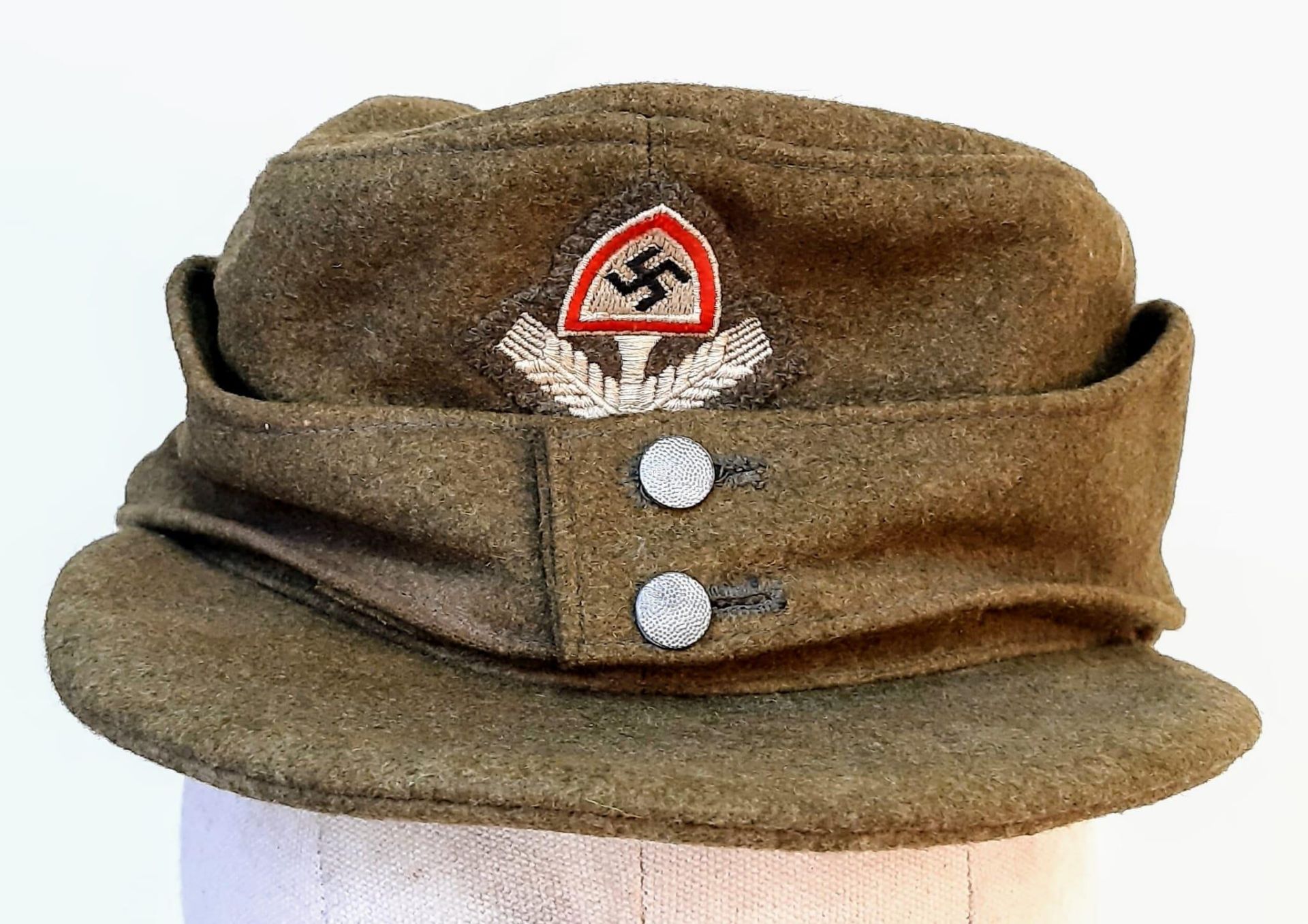 A 3rd Reich German RAD (Labour Corps) Enlisted Mans/Nco’s M43 Cap. Really good hardly worn