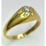 A GENTS 18K GOLD RING WITH A .50ct OLD CUT DIAMOND . 8.9gms size Z