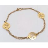 An 18K Yellow Gold Tree of Life Bracelet. 16cm. 2.2g weight.