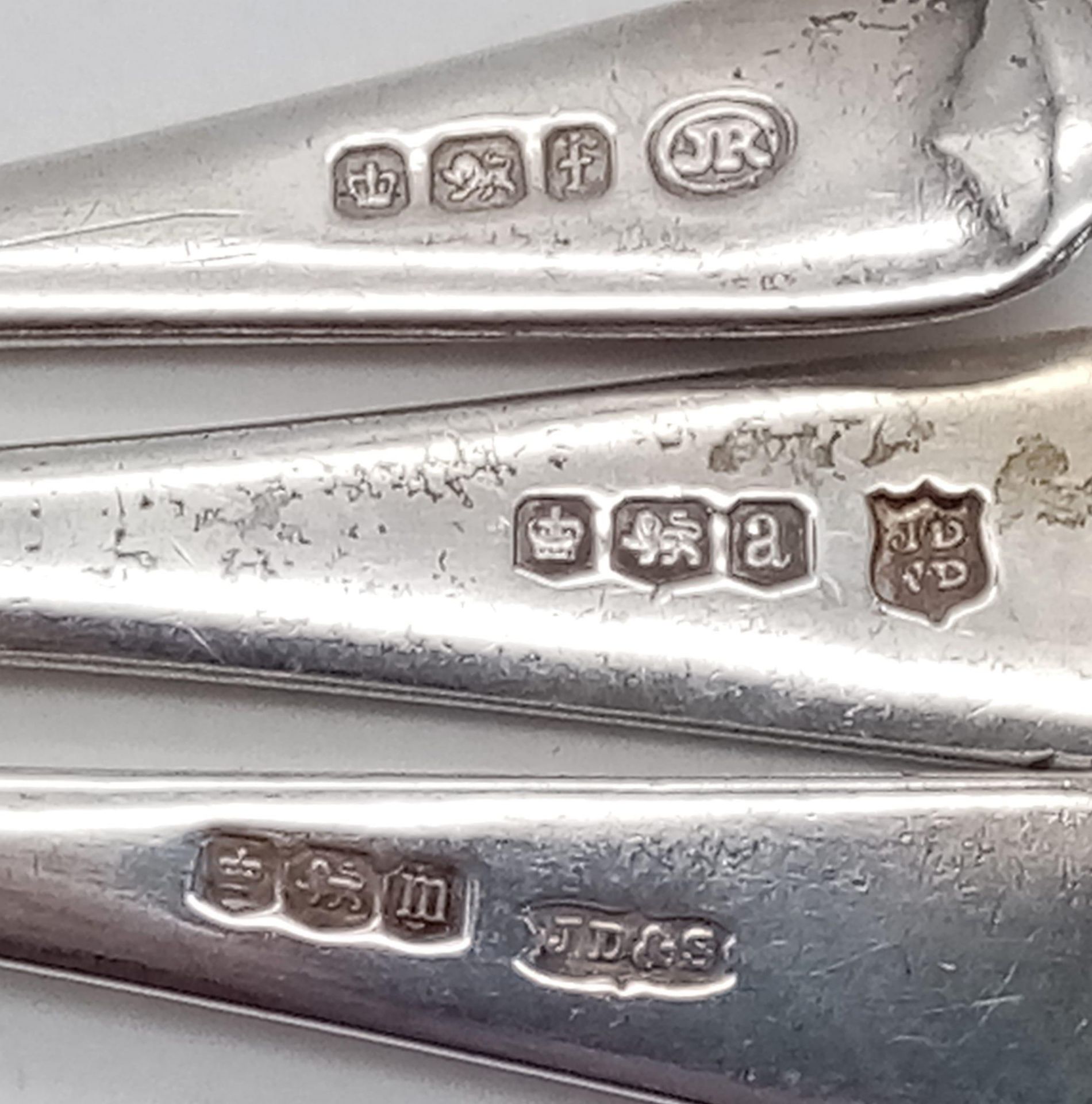 A collection of 3 antique sterling silver spoons with multiple sizes. Full Sheffield hallmarks 1929, - Image 6 of 6