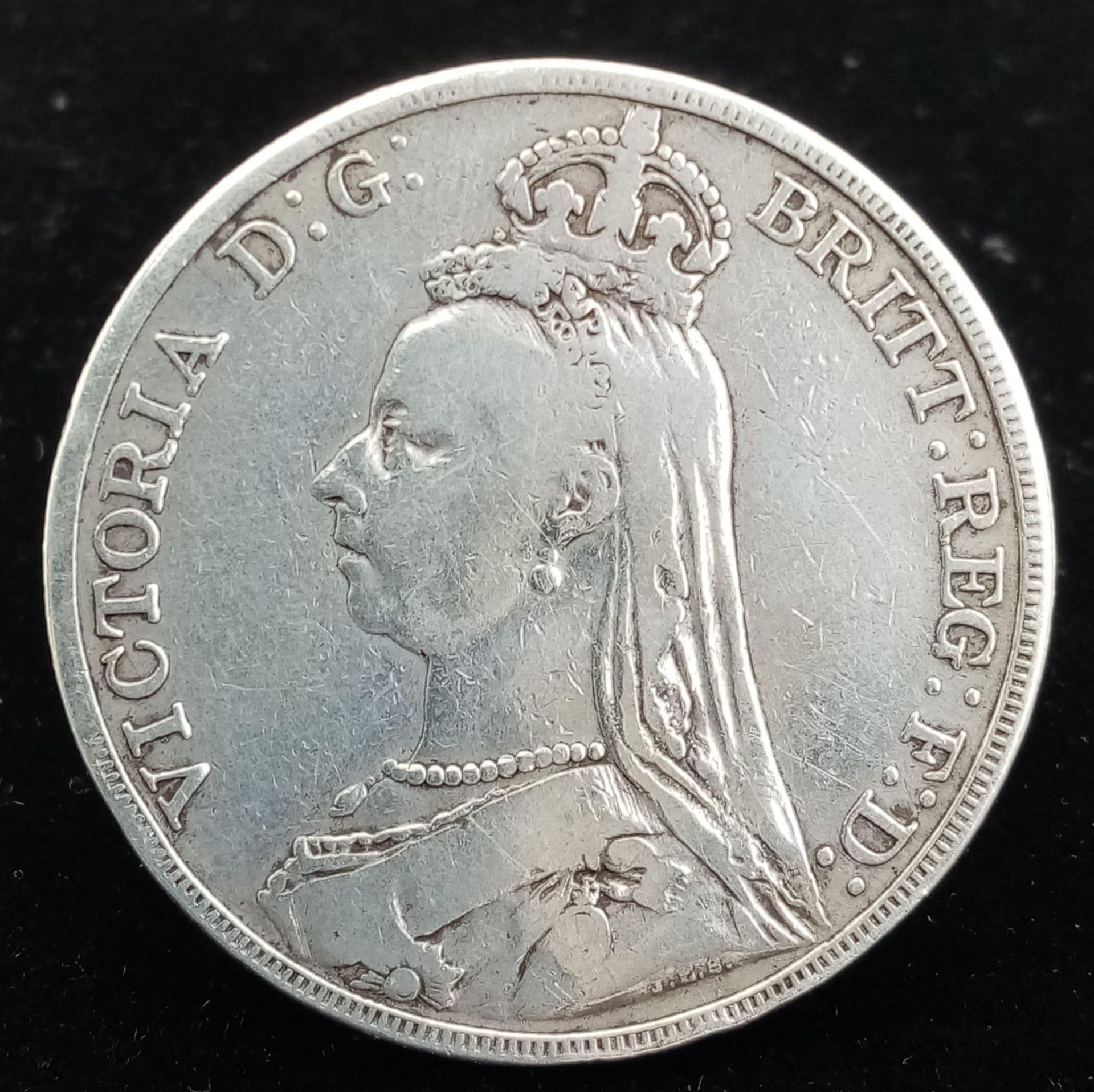 A Hard-To-Find 1888 Queen Victoria Silver Crown. VF grade but please see photos. - Image 2 of 3