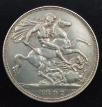 An 1897 Queen Victoria Silver Crown. VF grade but please see photos.