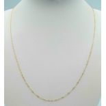 A 9k Yellow Gold Disappearing Necklace. 43cm. 0.37g weight.