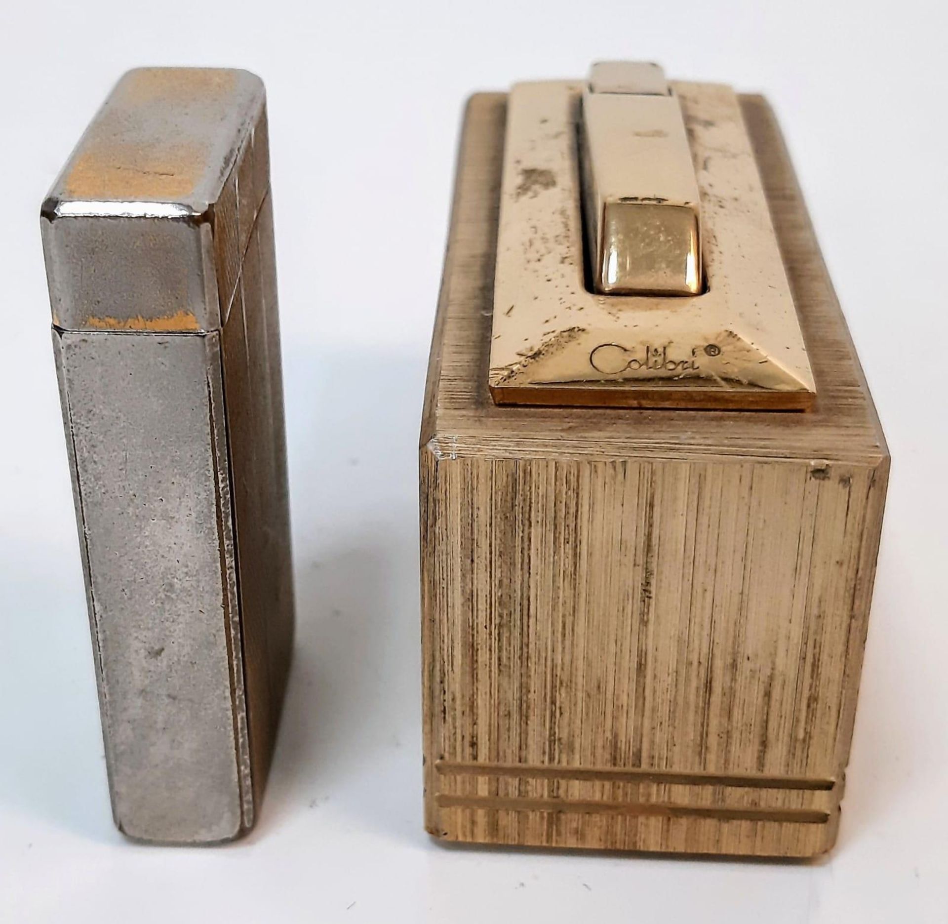 Two Vintage Colibri Lighters Table - 8.5cm and Moletric - 6cm. Both A/F. UK sales only. - Image 2 of 4