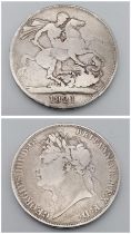 An 1821 George IV Silver Crown, Laureate Bust. F/VF grade but please see photos.