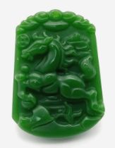 A Chinese Green Jade Decorative Horse Pendant. 4.5cm x 3cm