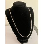 ITALIAN SILVER SLIM CURB CHAIN NECKLACE. Long length at 55 cm.