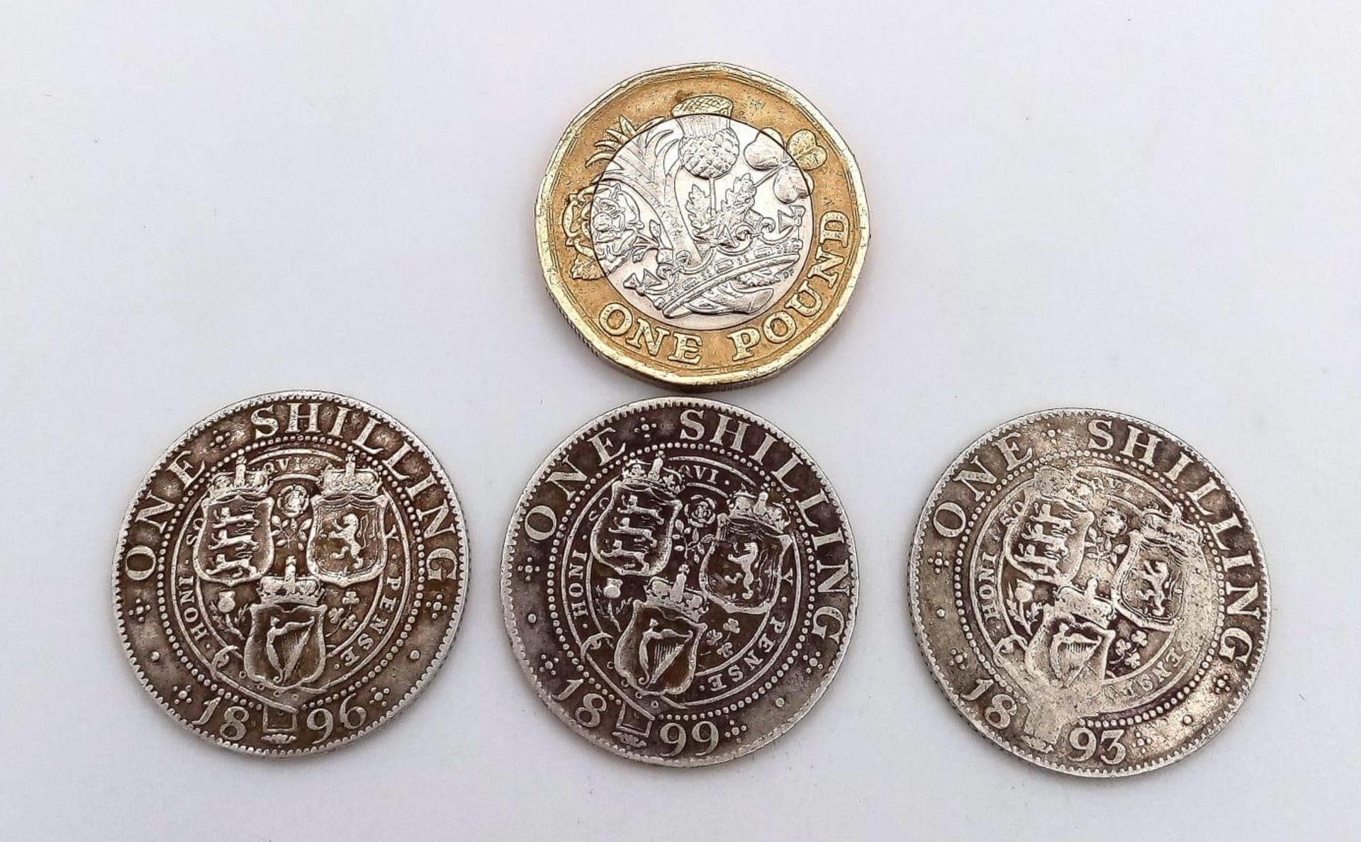 Three Very Good to Fine Queen Victoria Silver Shillings Dates 1893, 1896 & 1899. Gross Weight 16. - Image 2 of 2