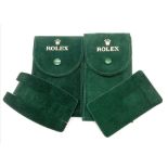 Two Different Sized Rolex Branded Travel Pouches. Soft green textile material. 12cm x 6cm and 11cm x