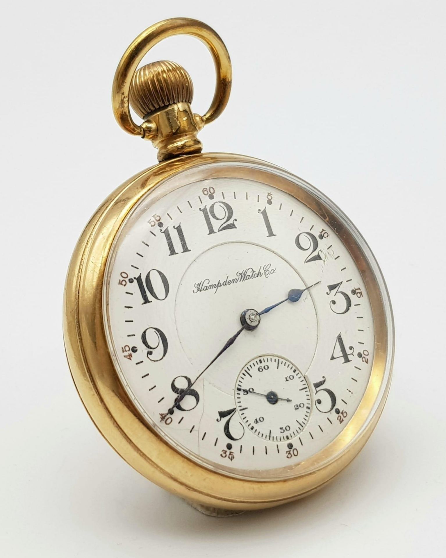An Antique (1915) Gold Plated Hampden Watch Co. Pocket Watch. 21 jewels. 3328478 movement. Top - Image 2 of 5