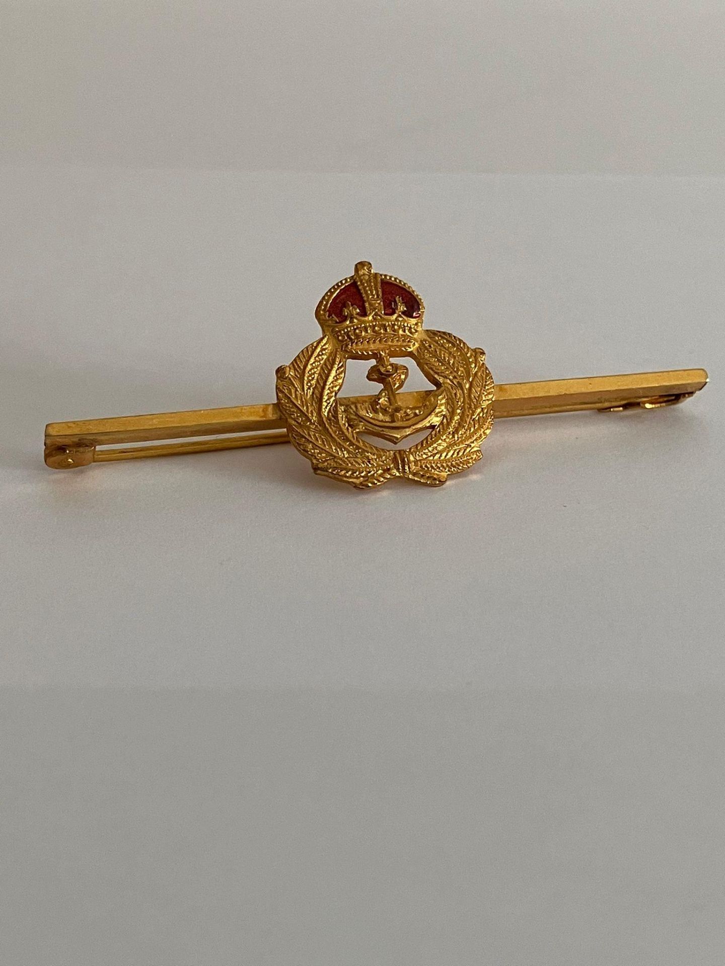 Rare World War I ROYAL NAVY SWEETHEART BROOCH. Gold Plated with red enamel detail. Excellent