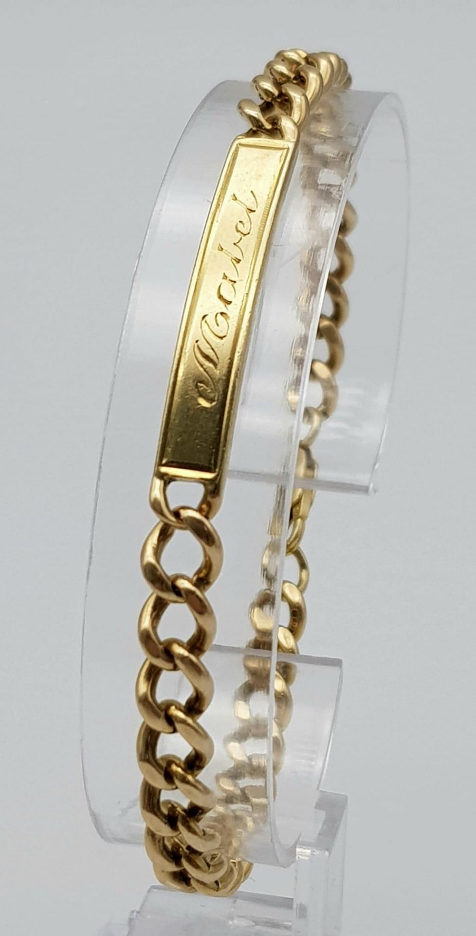 A 14K Yellow Gold Identity Link Bracelet. If your name is Mabel and you're asmatic - it's your lucky - Image 2 of 5